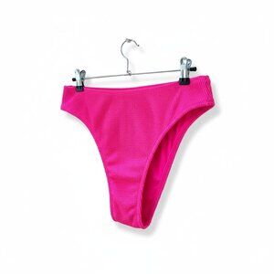 Good American Ribbed High Rise Bikini Bottom 5/6 Pink Always Fits NWT